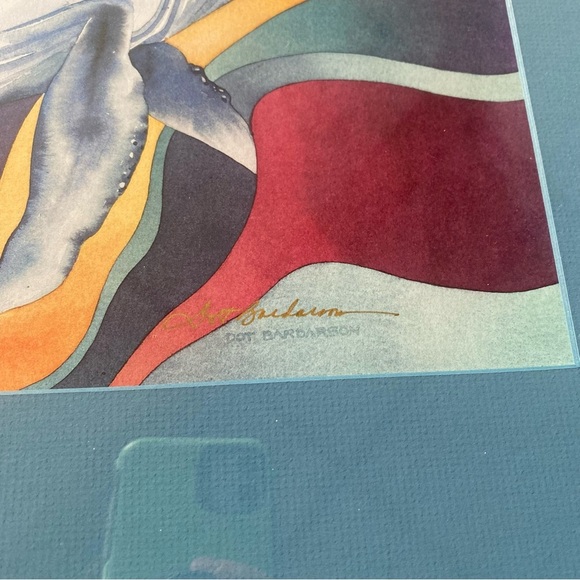 Dot Bardarson Whale Dance Alaskan Artist Inuit indigenous watercolour framed art - Picture 3 of 6